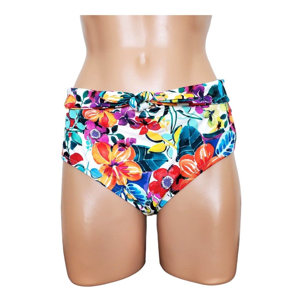 Sundazed Morgan High Waist white multi floral bikini bottom size M